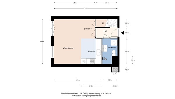 Plattegrond - Derde Werelddreef 113, 2622 HC Delft - 3e Verdieping.jpeg